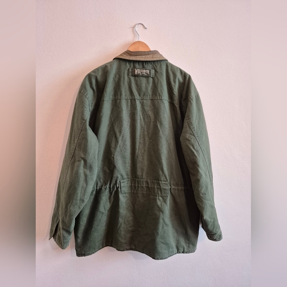 100% Cotton Vintage Barn Chore Jacket With Leather Collar By Wind River Mens Med - Picture 2 of 8